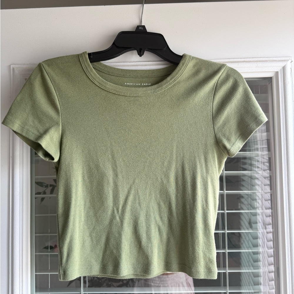 American Eagle Outfitters Light Green Crop Top